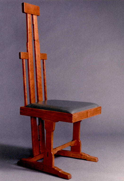 dining chair in cherry and leather